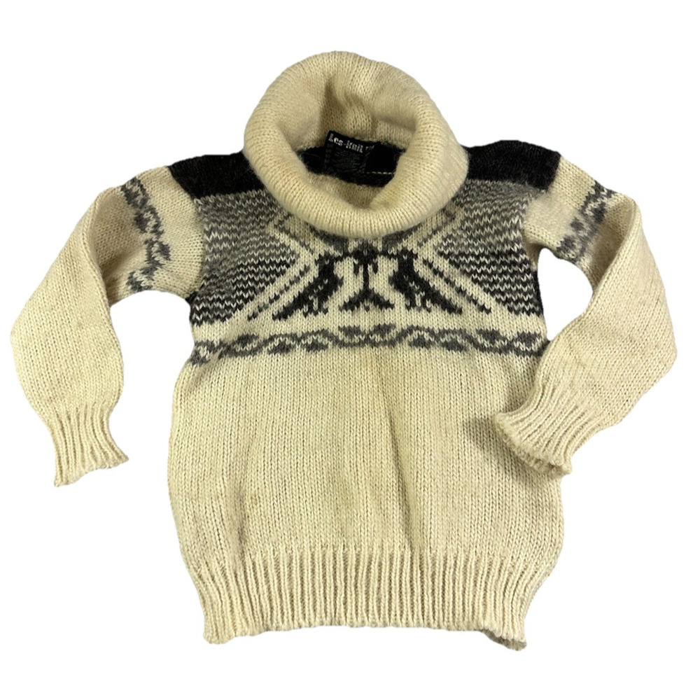 Les-Knit Vintage 100% Icelandic Wool Old Money‎ Women’s Knit Sweater Sustainable
